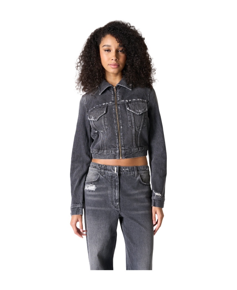 Givenchy Cropped Denim Jacket In Black