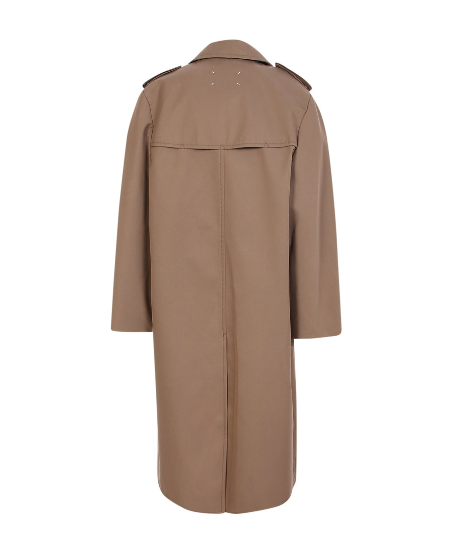 Maison Margiela Double-breasted Cotton Blend Trench Coat In Brown