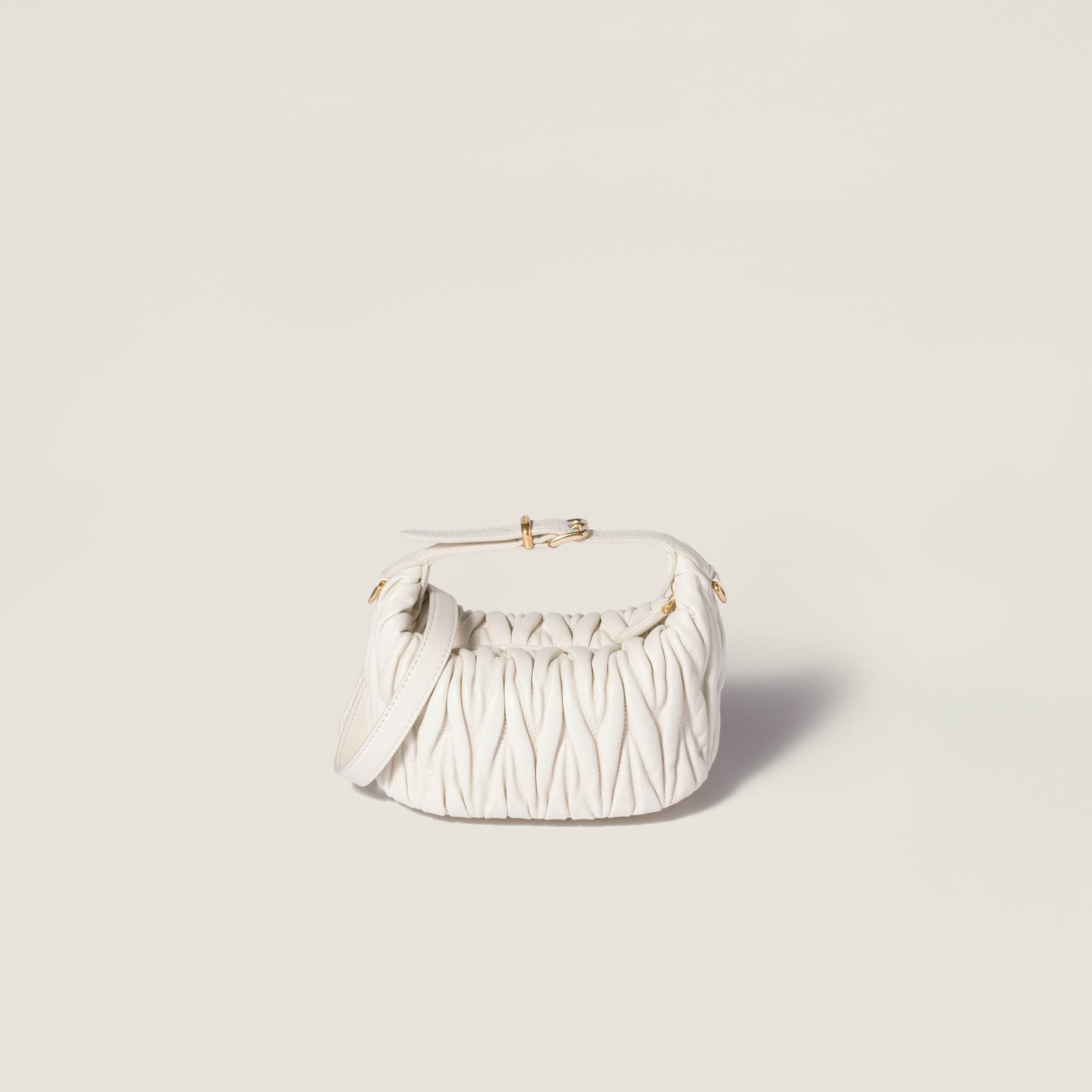 Miu Miu Matelassé Nappa Leather Pouch In White