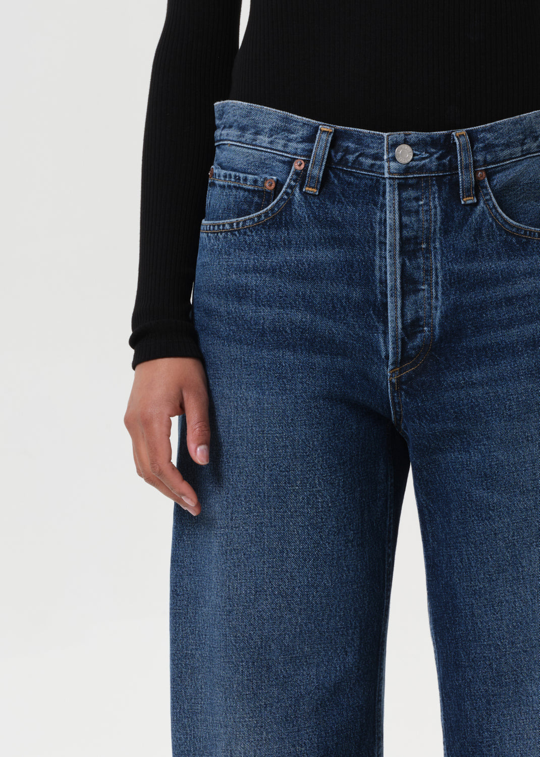 Agolde Denim Trousers With Belt Loops In Blue