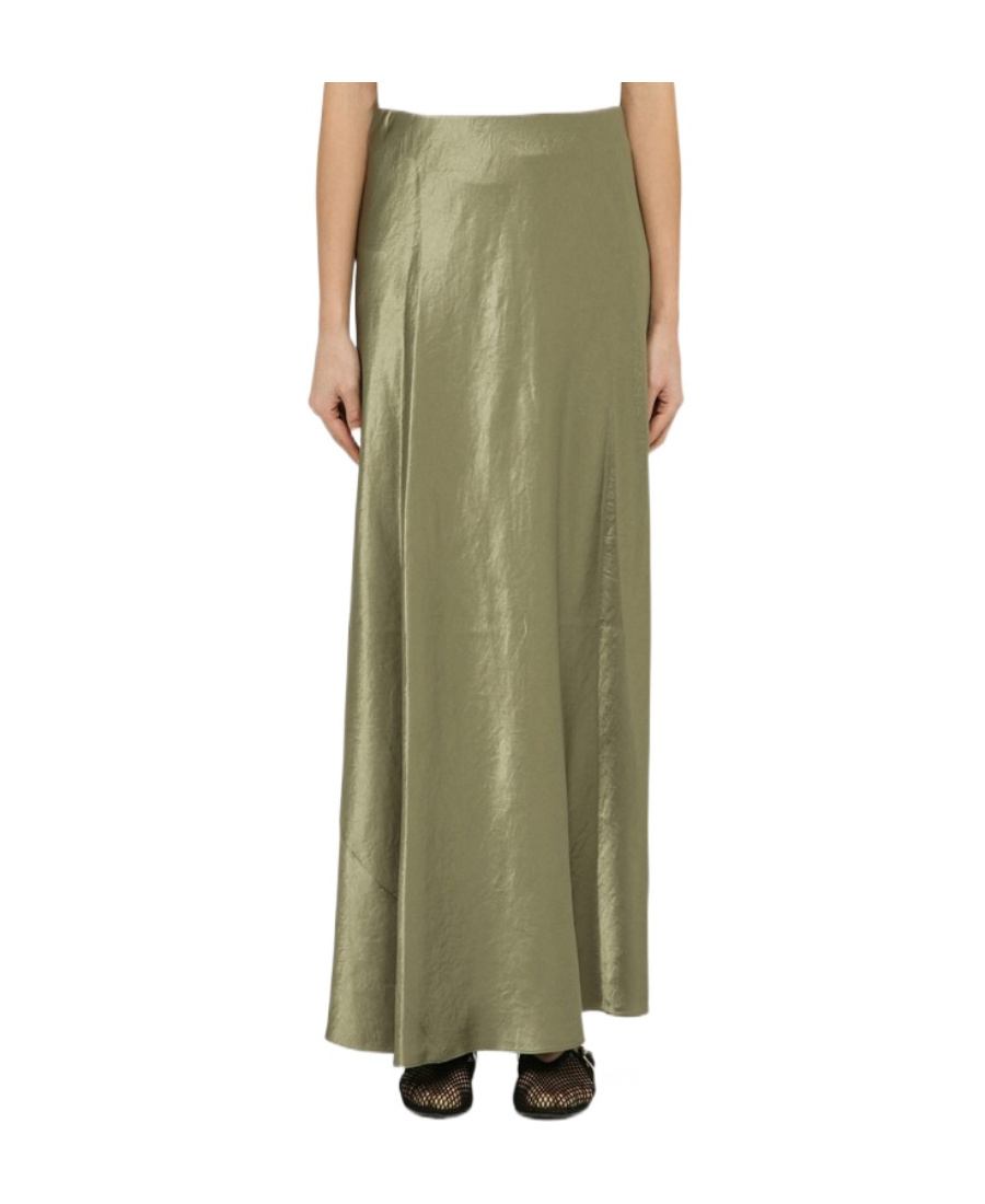 Shop Vince Crinkled-finish Satin Maxi Skirt In Gray