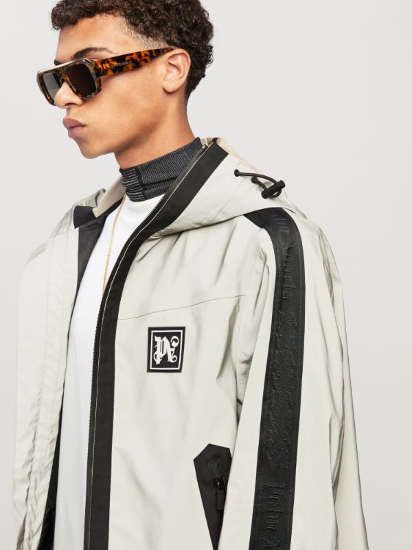 Palm Angels Reflective Hooded Ski Jacket In Green
