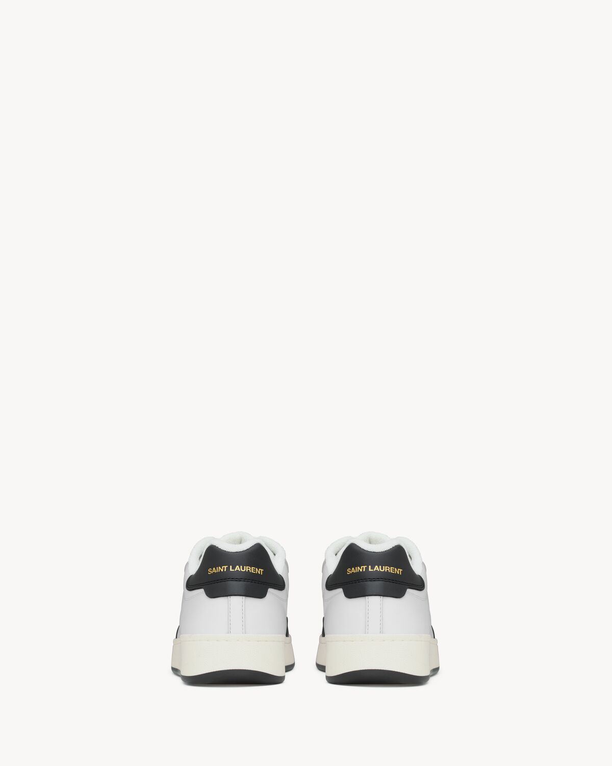 Saint Laurent Smooth Leather Sneakers Contrast Panel In White