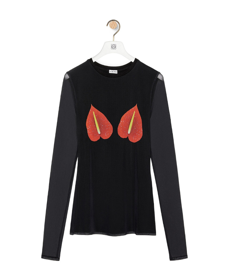 Loewe Logo Long-sleeved T-shirt In Black