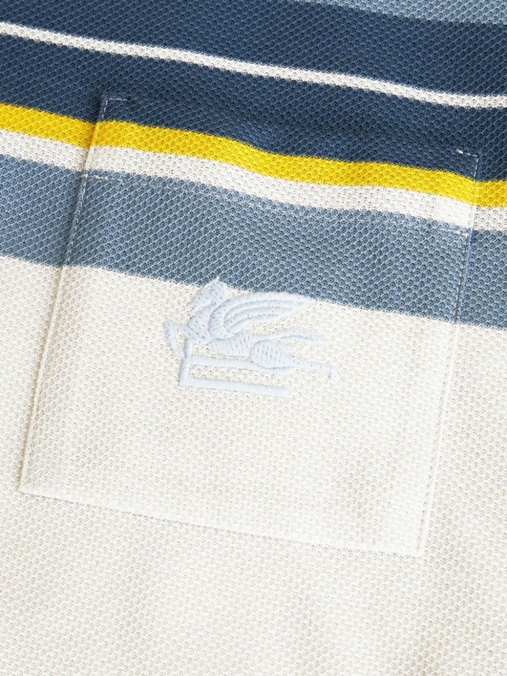 Etro Pegaso-embroidered Striped Polo Shirt In White