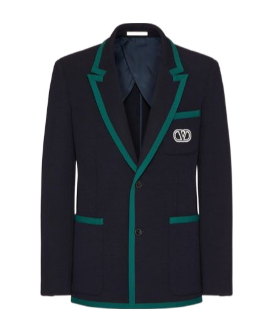 Valentino Tailored Cotton Blend Blazer With Back Slit And Sharp Lapels In Black