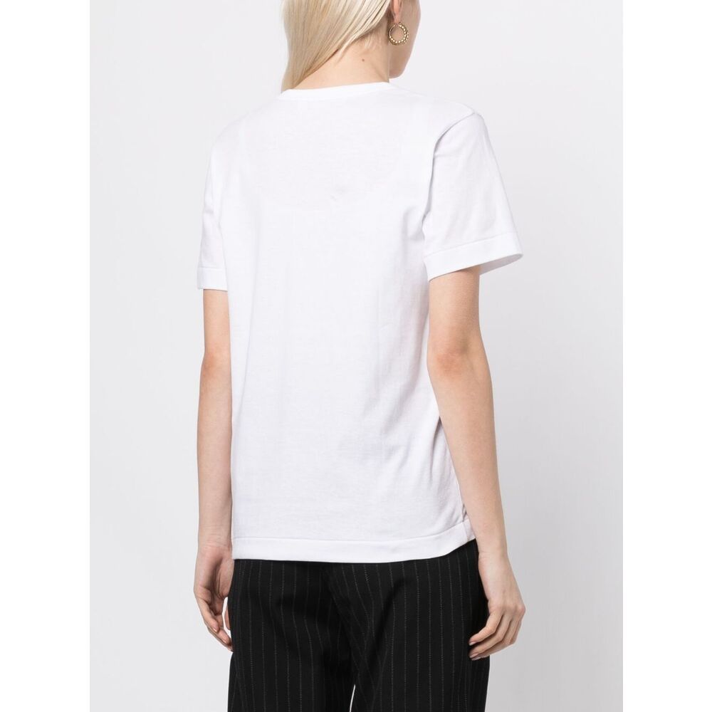 Comme Des Garçons Play Logo Patch Crewneck T-shirt In White