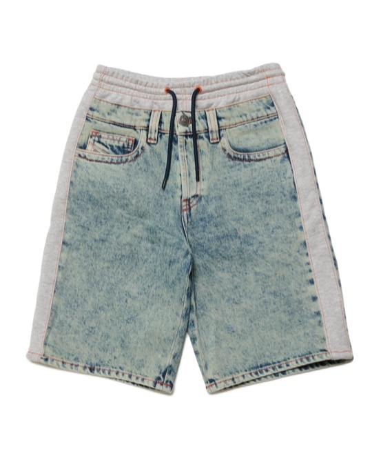 Diesel Double-layer Denim Cotton Shorts In Gray