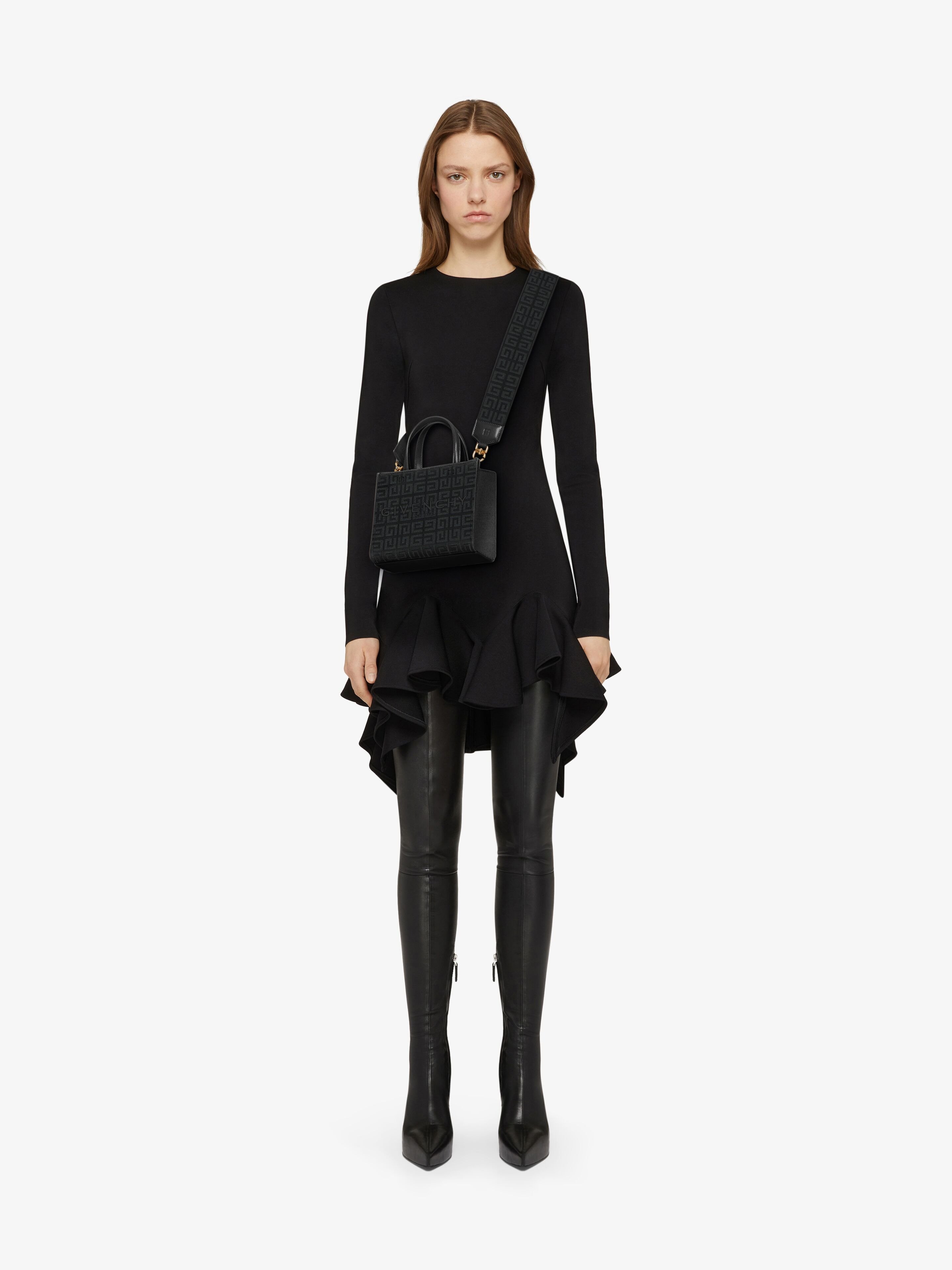 Givenchy Structured Black Mini G-tote Bag With Embroidered Monogram In Black