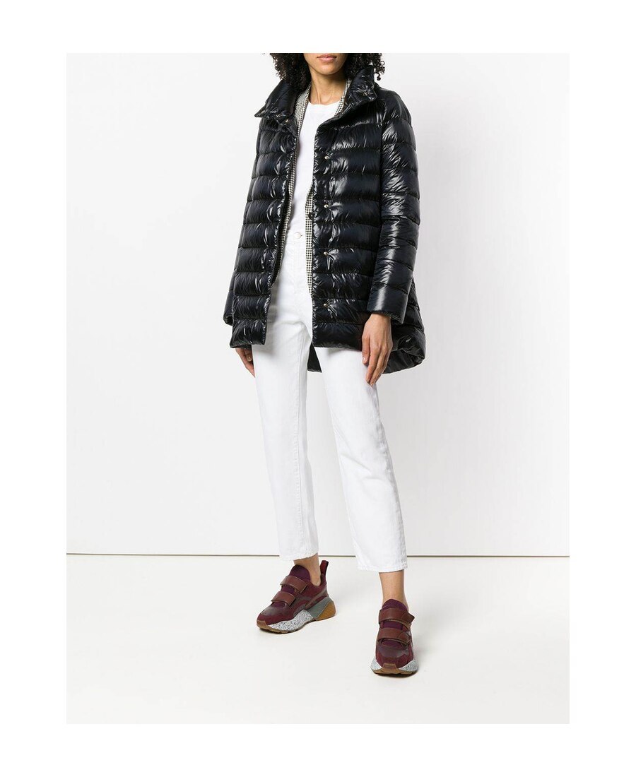 Herno Amelia Stand Collar Down Puffer Coat In Black