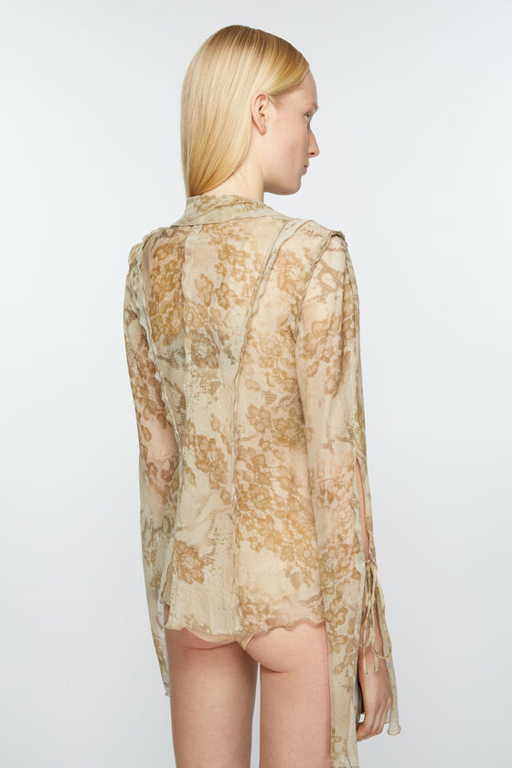 Acne Studios Floral-print Semi-sheer Shirt In Nude