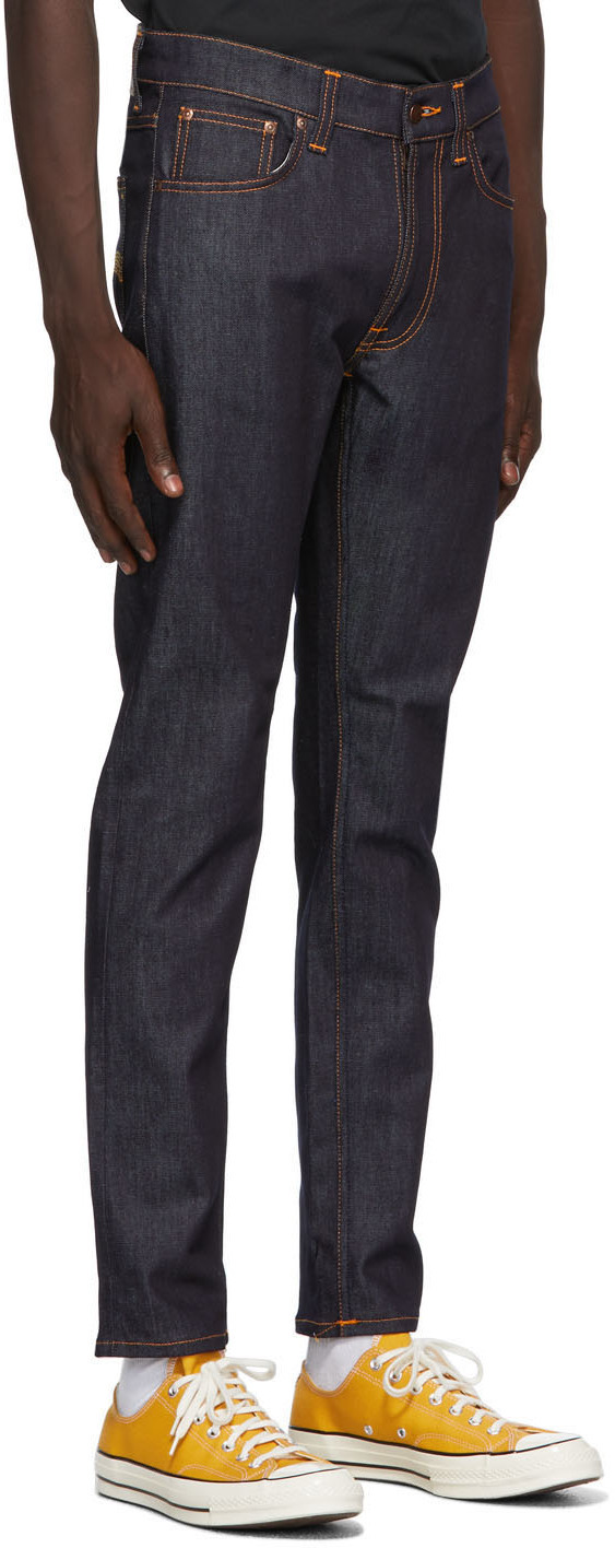 Nudie Jeans Gritty Jackson Organic-cotton Straight-leg Jeans In Navy