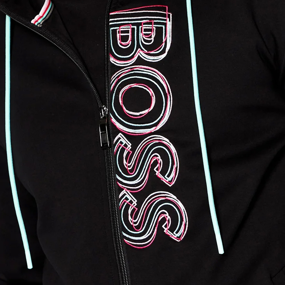 HUGO BOSS LOGO ZIPPER HOODED CASUAL COAT