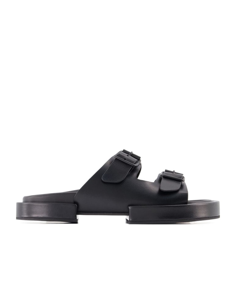 Ann Demeulemeester Henri Block Double Buckle Strapped Sandals In Black