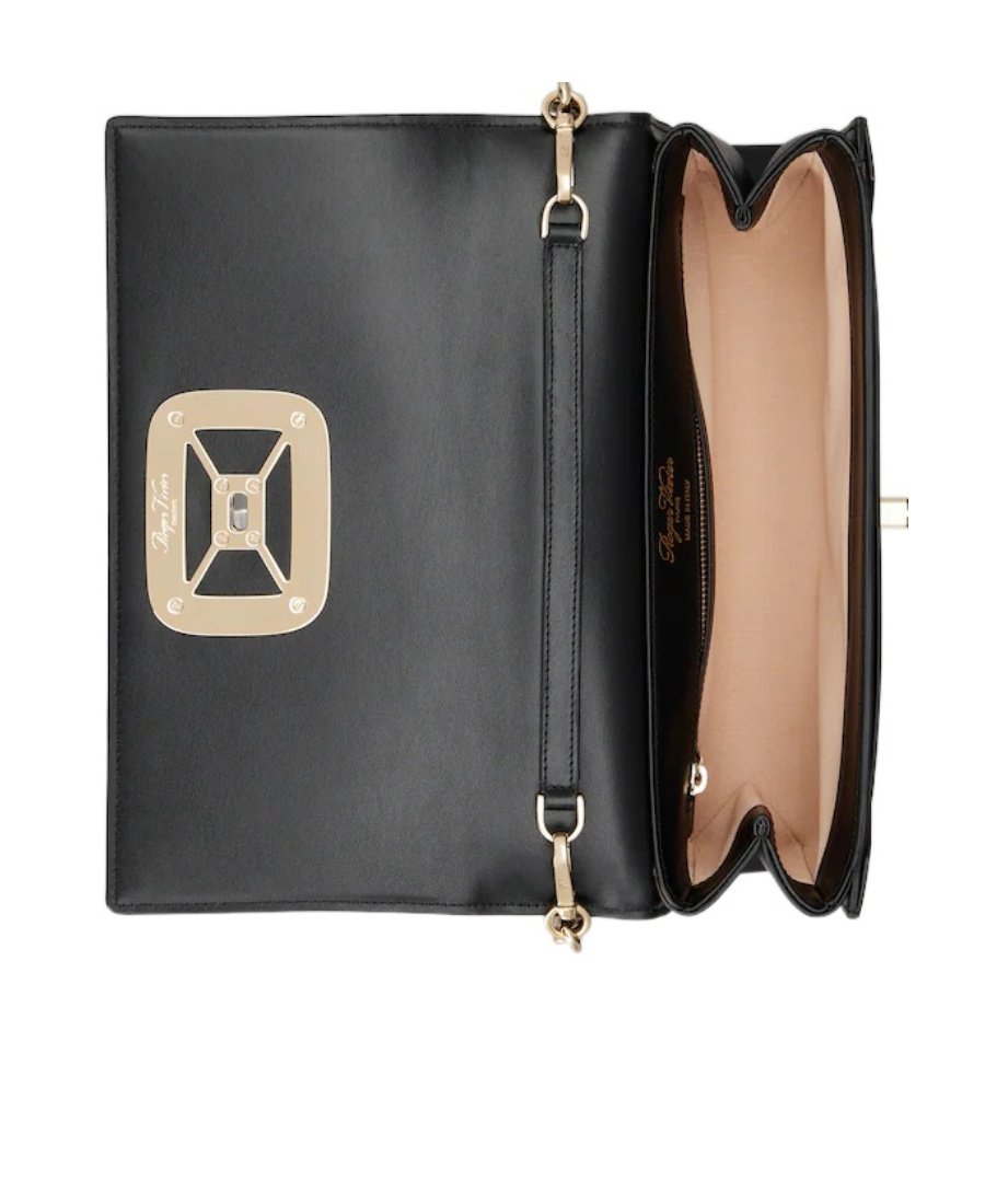 Roger Vivier Structured Chain Shoulder Bag In Black