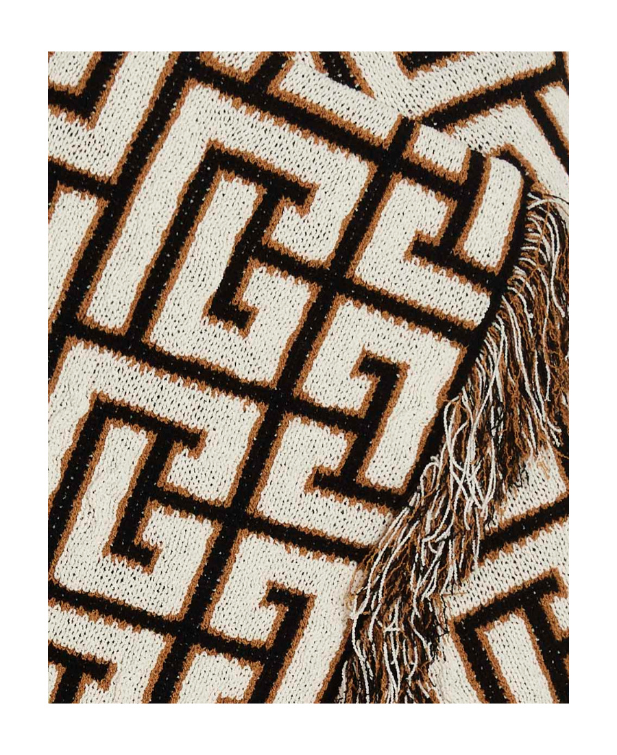 Balmain Maxi Monogram Wrap Skirt In Brown