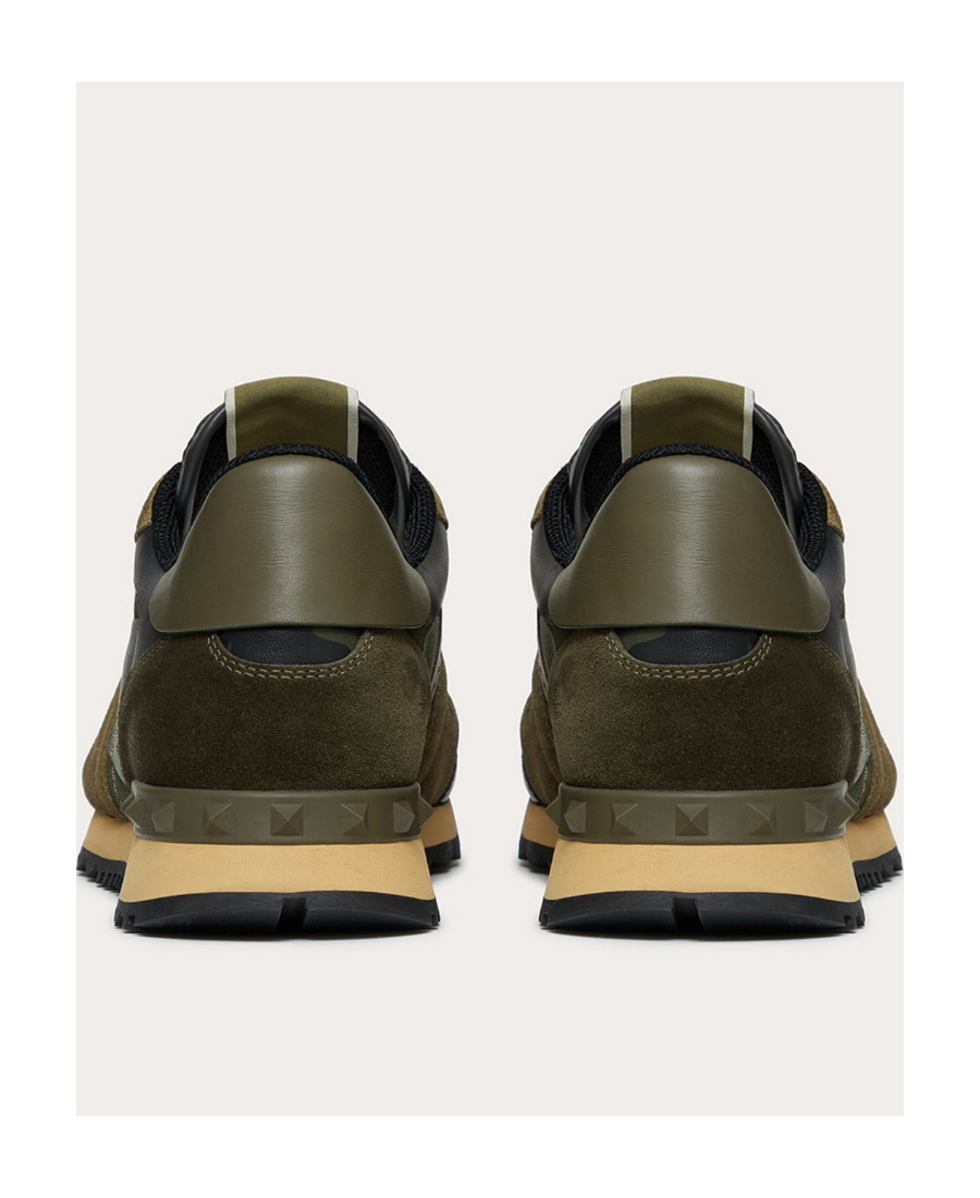 Shop Valentino Camouflage Rockrunner Sneaker In Black