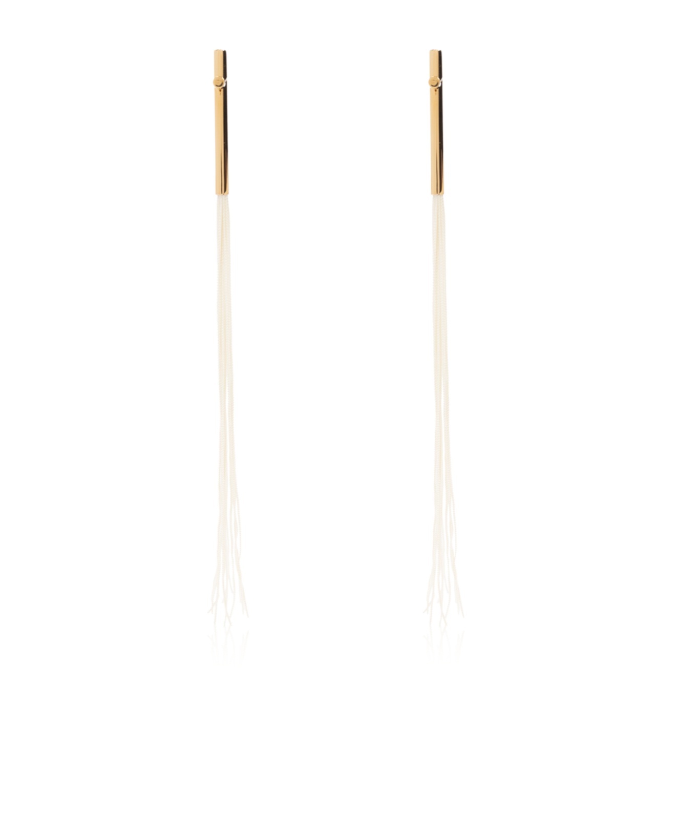 Jil Sander Long Tassel Earrings In Cream