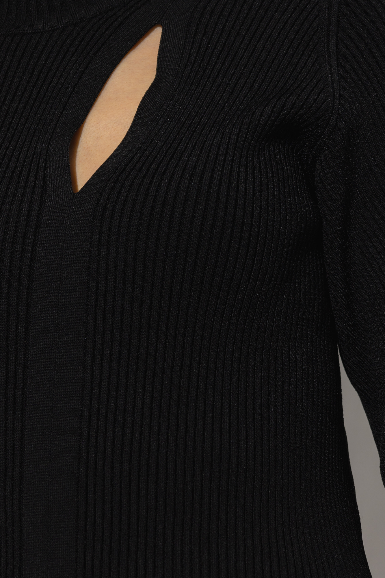 Versace Ribbed-knit Slashed Minidress In Black