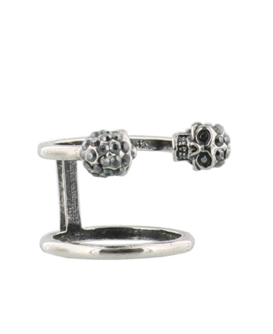 Alexander Mcqueen Skull Motif Twin Ring In Gray