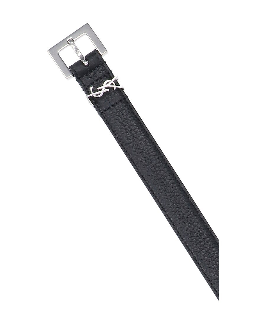 Saint Laurent Monogram Appliqué Adjustable Belt In Black