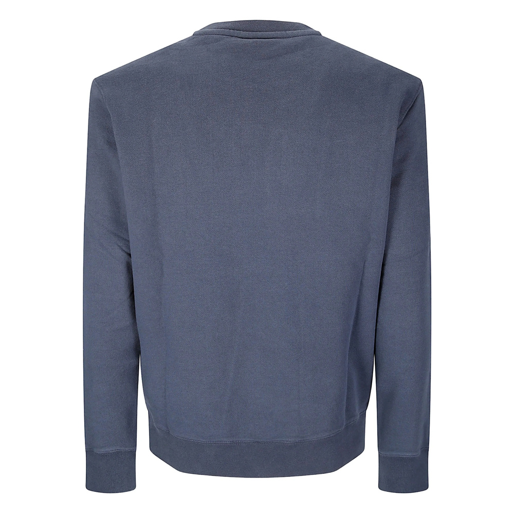 Maison Kitsuné Striped Cotton Sweatshirt Button-down Collar In Blue
