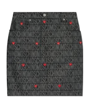 Moschino Monogram Jacquard Mini Skirt In Red