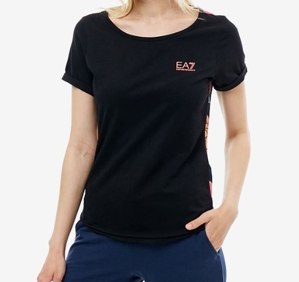 Ea7 Logo Short-sleeved T-shirt In Black