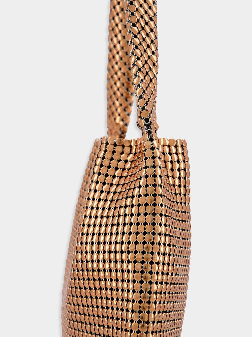 Rabanne Pixel Chainmail Tote Bag In Brown