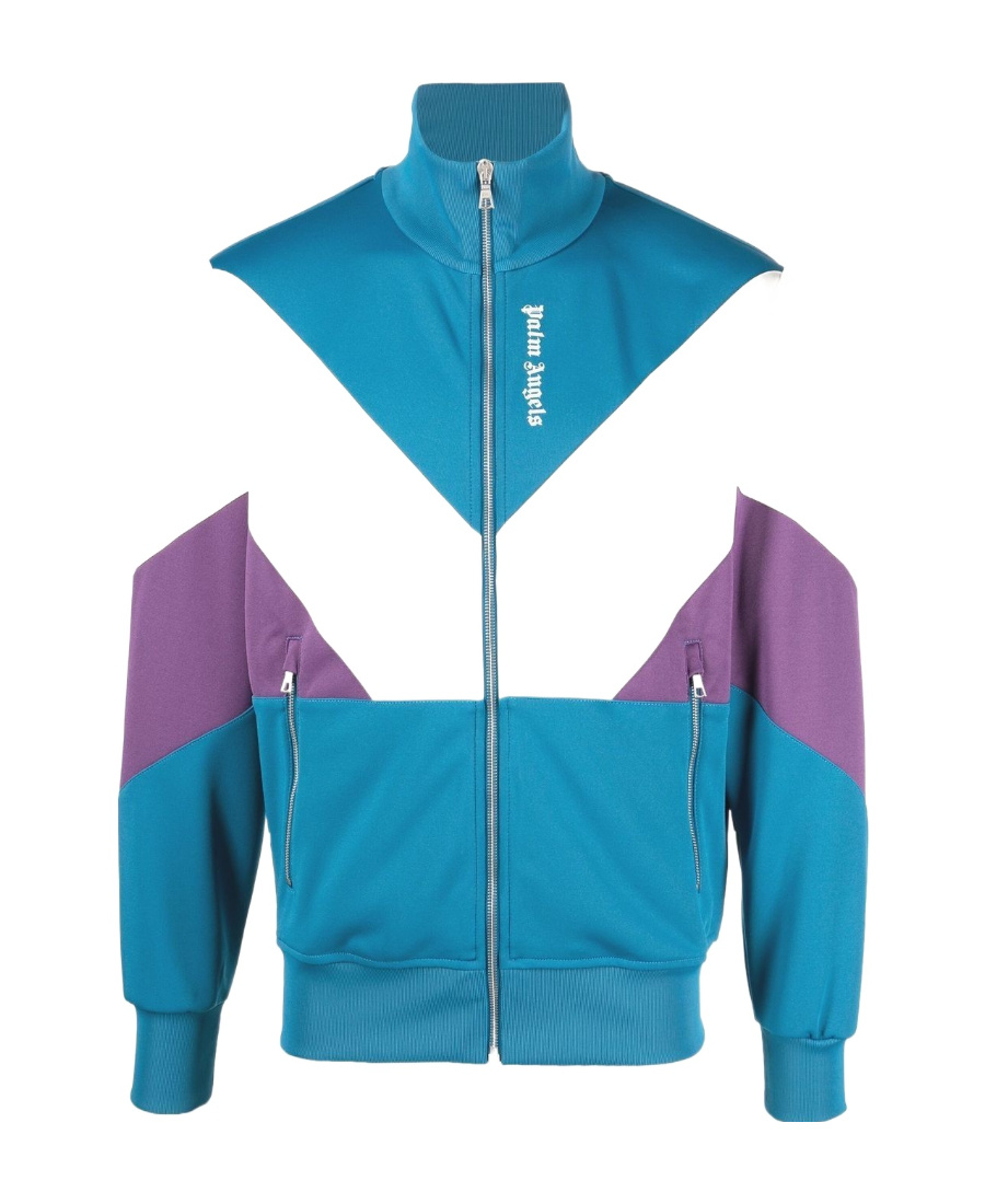 Palm Angels Color Block Tech Jersey Track Jacket In Blue