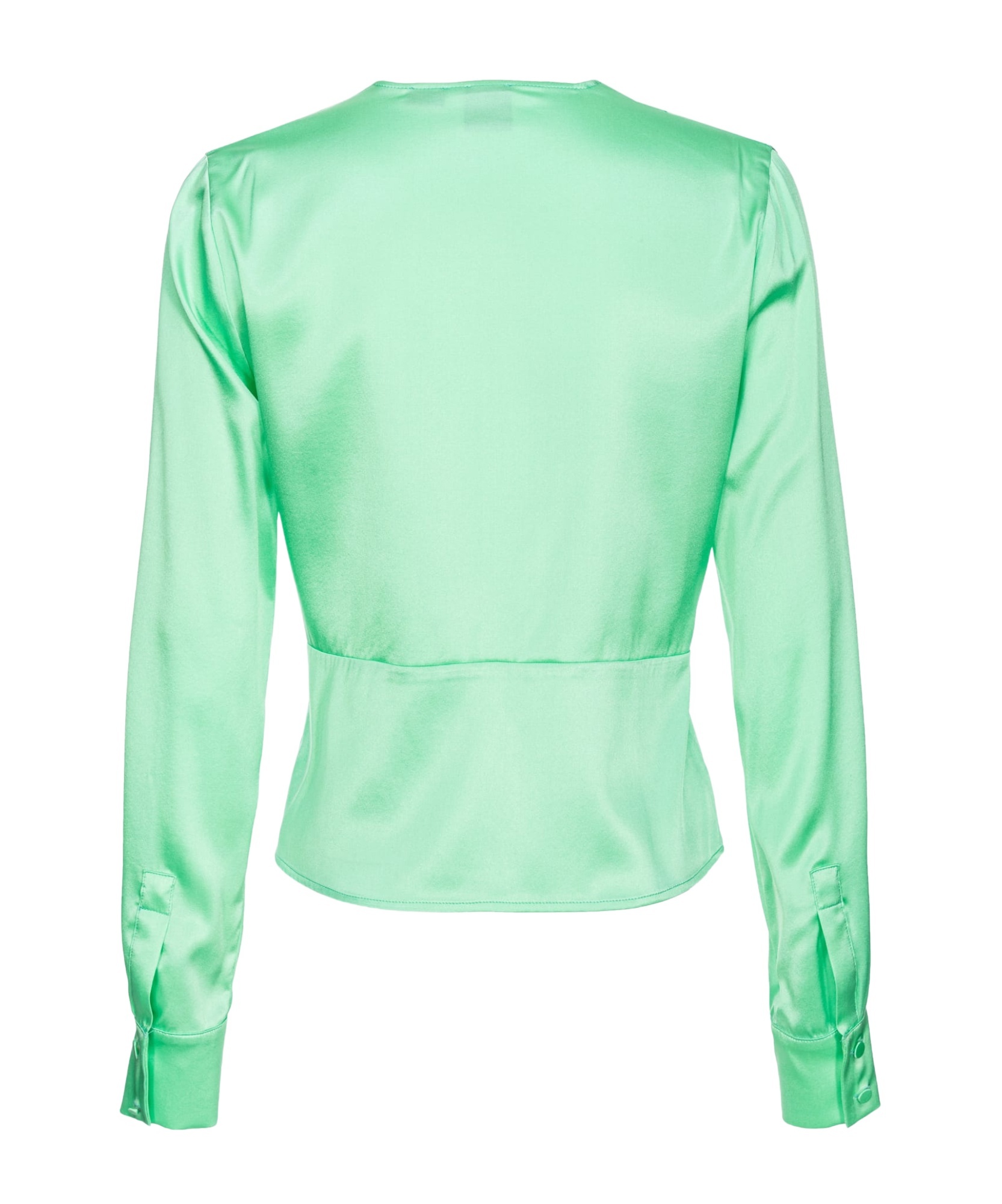 Pinko Twist-detail Silk Blouse In Green