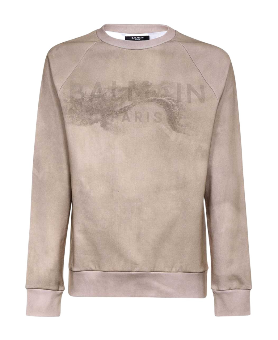 Balmain Logo-print Long-sleeve Sweatshirt In Nude