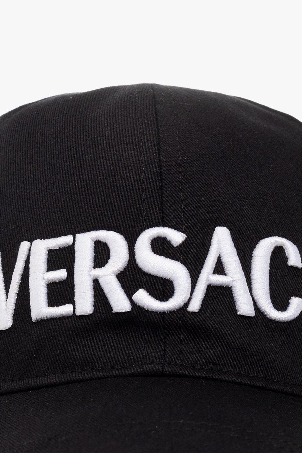 Versace Logo-embroidered Cotton Cap In Black
