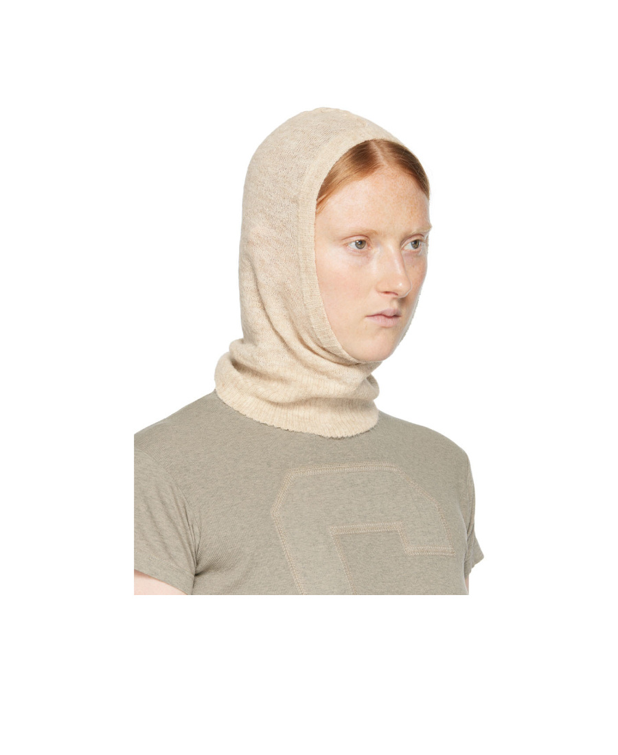Mm6 Maison Margiela Logo Knitted Hat In Nude
