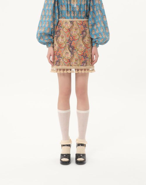 Valentino Embroidered Mini Skirt In Nude
