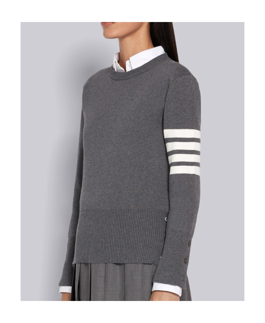 Thom Browne 4-bar Crewneck Knit Jumper In Black