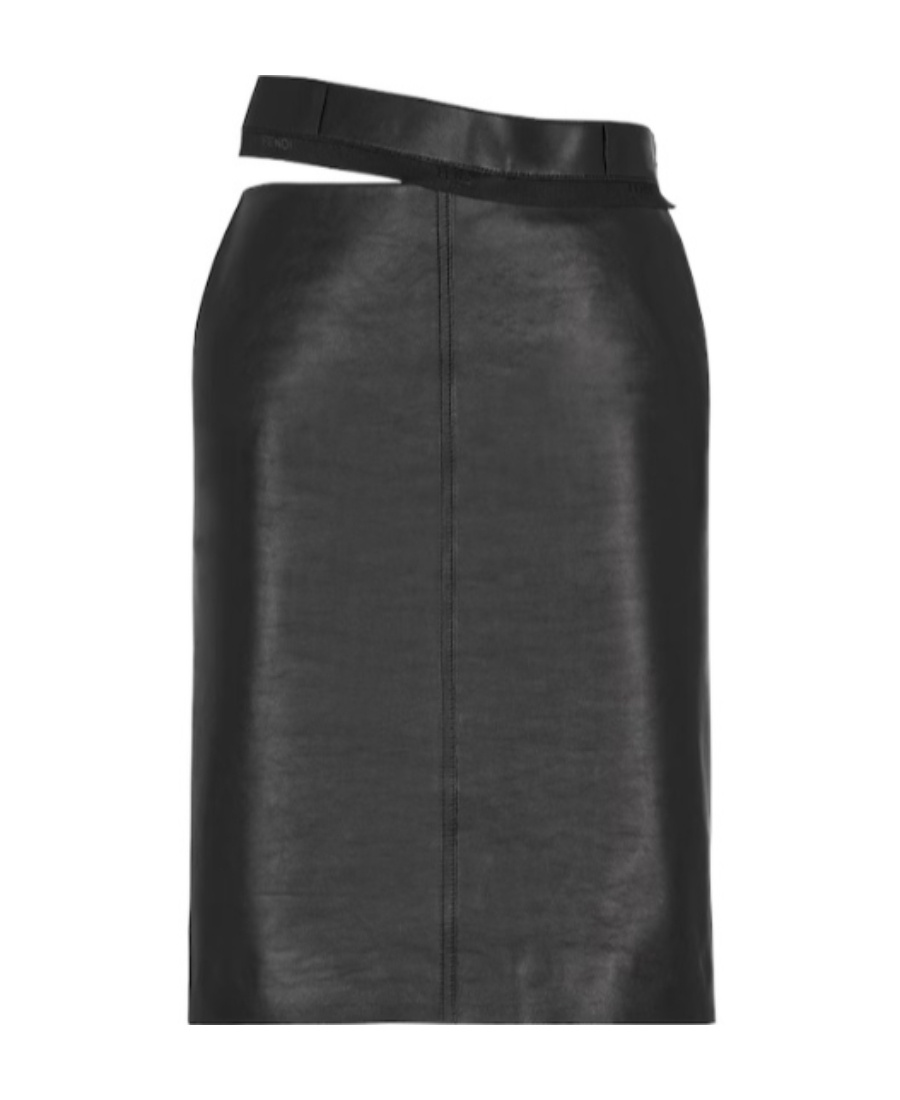 Shop Fendi Cut-out Leather Skirt In Black