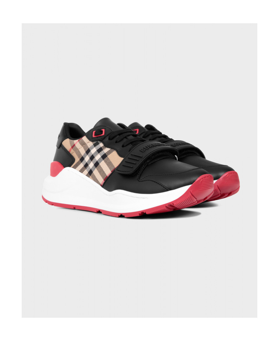 Burberry Ramsey Vintage Check Red Sole Low-top Sneakers In Black