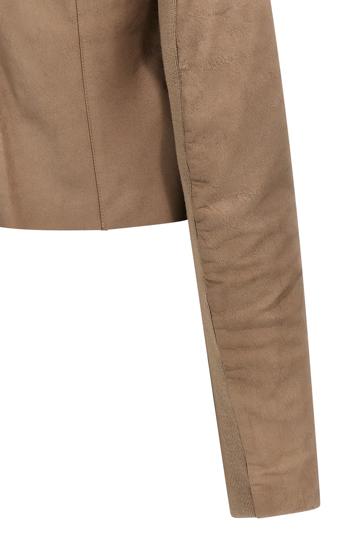 Rick Owens Low Neck Biker Casual Jackets And Parka Pink In Brown