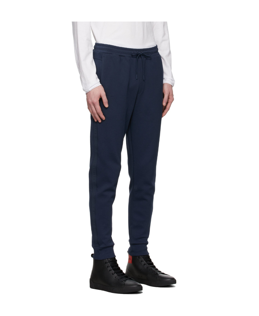 Shop Hugo Boss Navy Blue Logo Sweatpants In Black