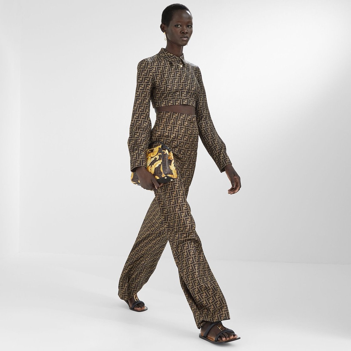 Fendi Trousers In Brown