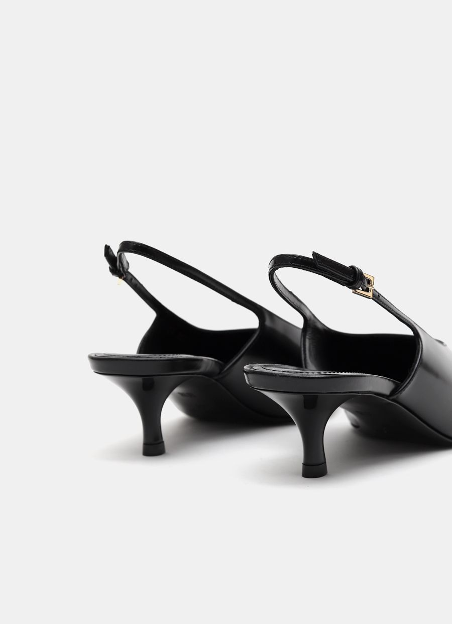 Givenchy Show Kitten-heel Slingback Leather Pumps In Black