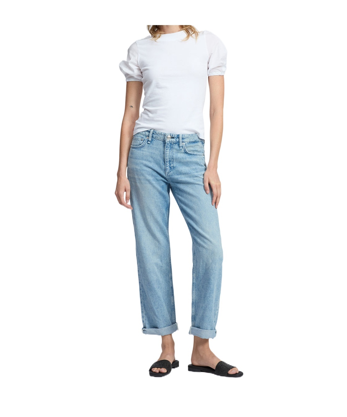 Rag & Bone Jeans With Belt Loops In Light Blue