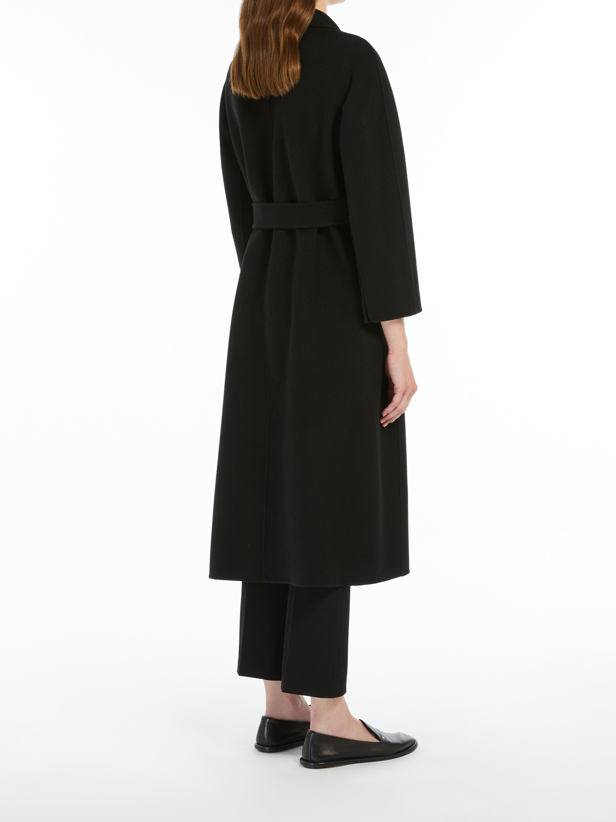 Max Mara Wool Broadcloth Midi Coat In Black
