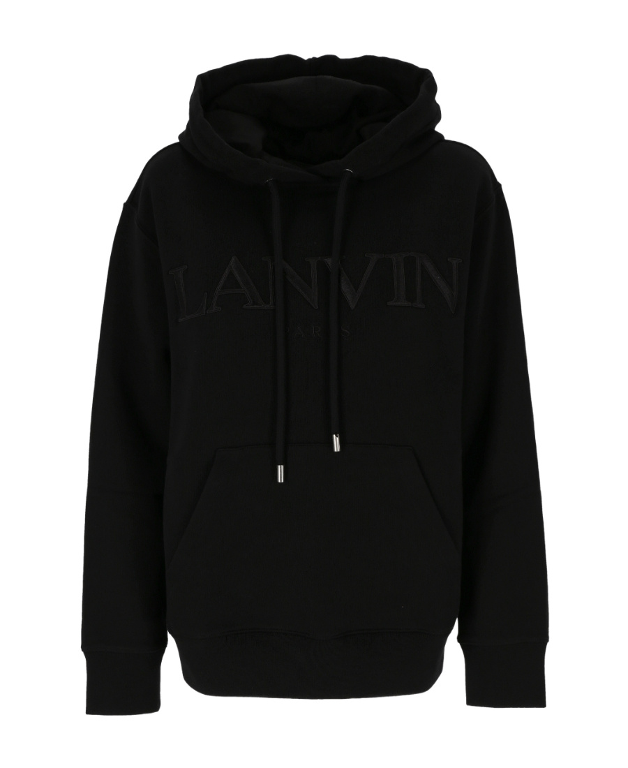Lanvin Logo-print Drawstring Hoodie In Black