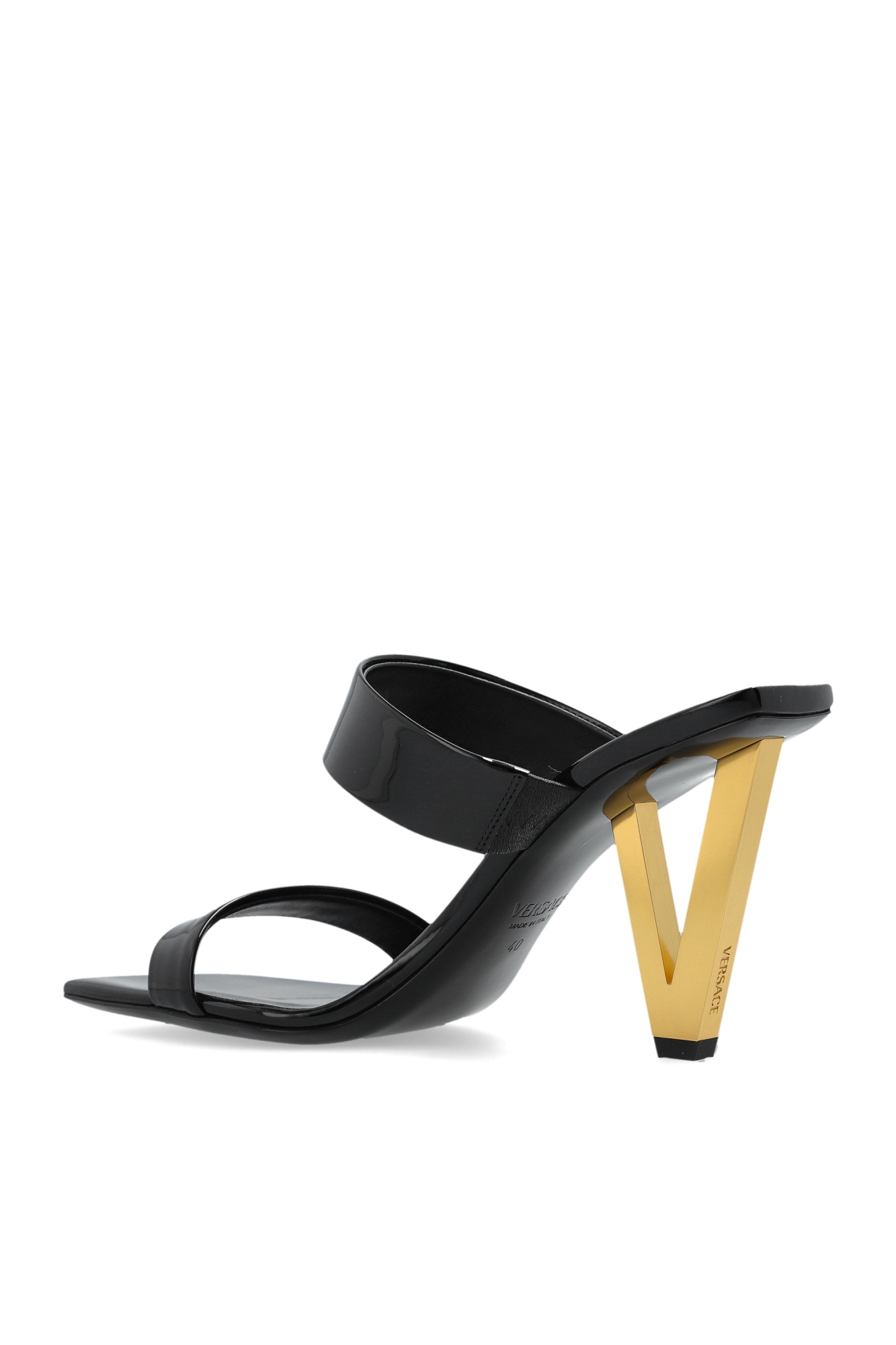 Versace Square-headed High-heeled Sandals In Black