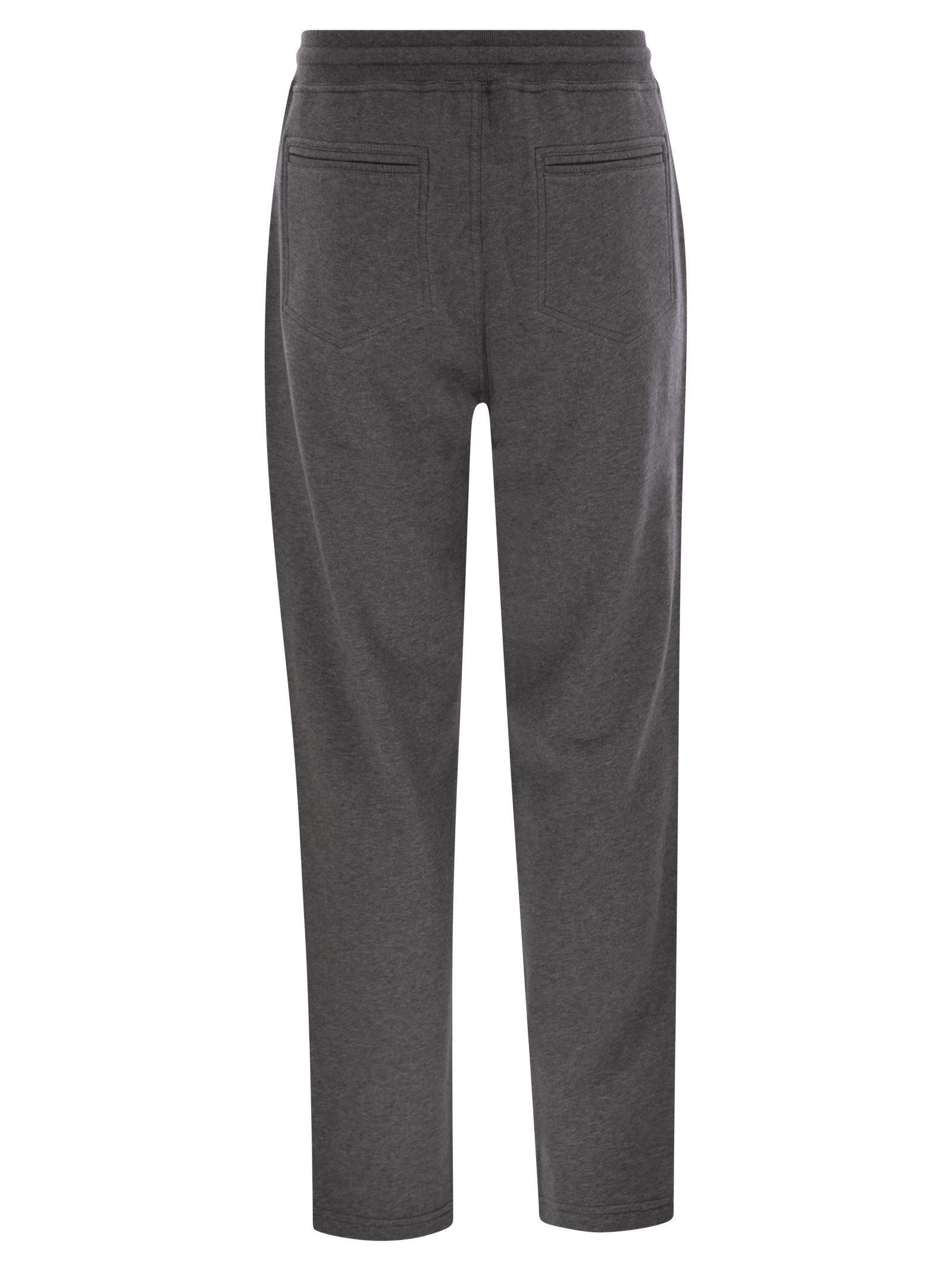 Brunello Cucinelli Men Techno Cotton Fleece Trousers In Black