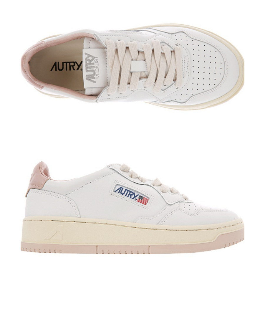 Autry Medalist Low-top Bicolor Leather Sneakers In White