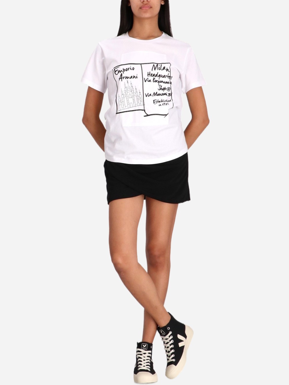 Shop Emporio Armani Open-necked Black Shirt In White