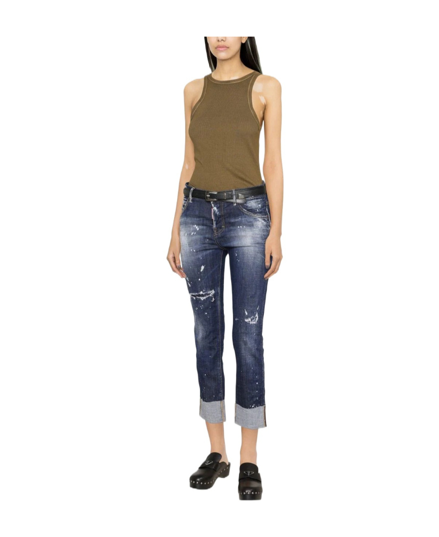 Dsquared2 Distressed Cropped Jeans In Blue